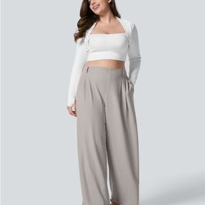 HALARA High Waisted Pocket Wide-Leg Waffle Knit Work Pants Size Small Regular NW
